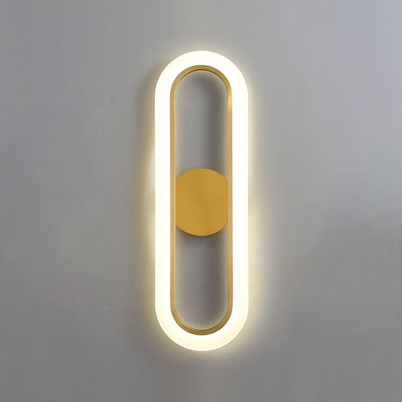 Oval Shade Metal Wall Sconce Modern Style Single Light Wall Mount Lighting in Gold