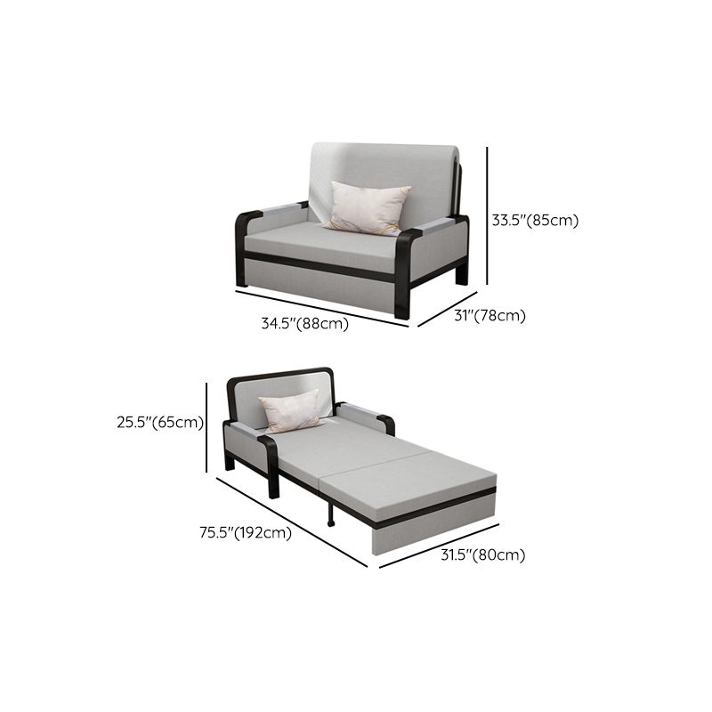 Modern Futon Sofa Bed Fabric with Storage Cushion Back Square Arms Sleeper Sofa