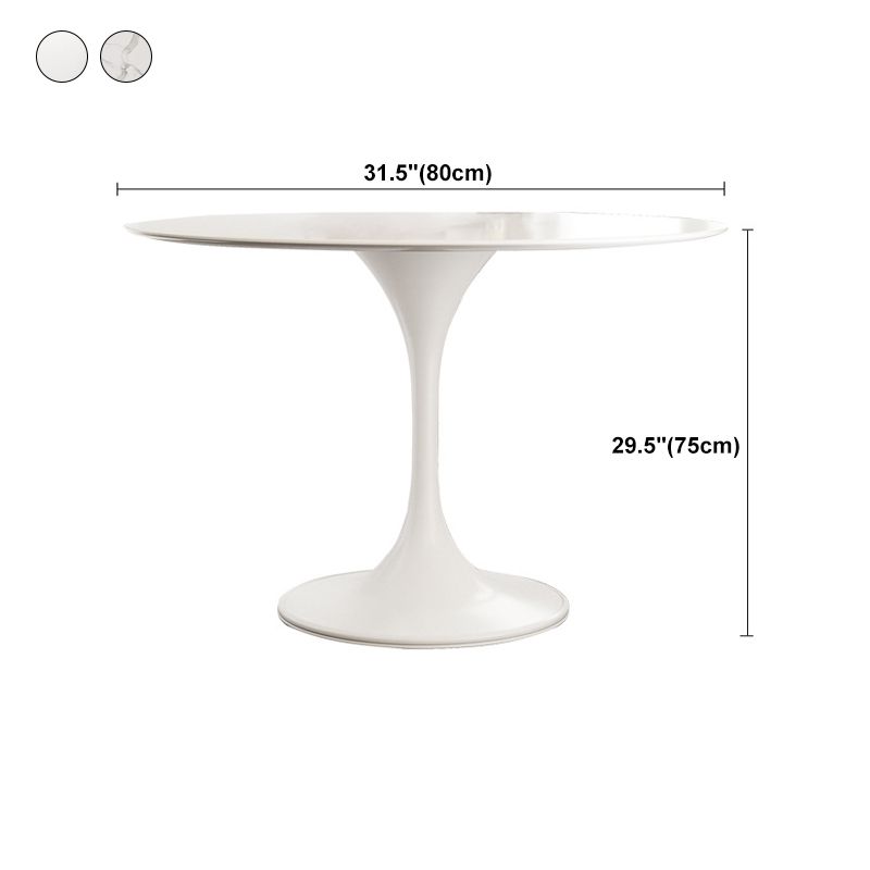 Stone Round Top Table Contemporary Dining Table with Pedestal Base