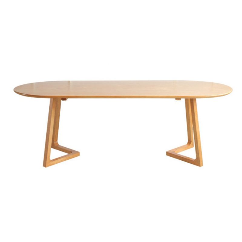 Natural Solid Wood Dining Site Table Oval Modern Double Pedestal Dining Table