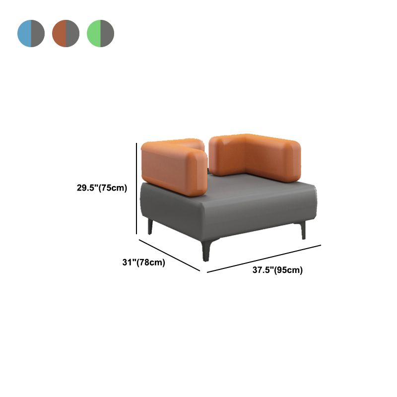 29.53" H Faux Leather Sofa Contemporary Tuxedo Arm Sofa in Gray