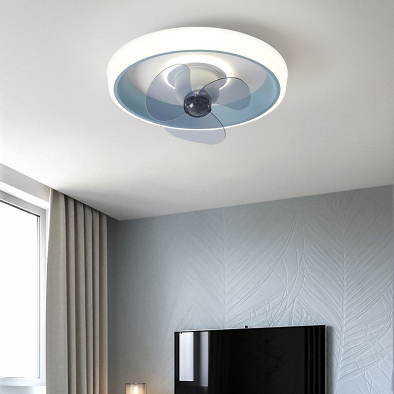 Modern Style Round Ceiling Fan Light Metal Single Light LED Flush Light