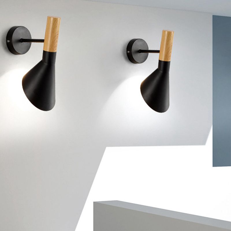 Cone Shape Wood Vanity Sconce Light Modern Style 1-Light Vanity Mirror Lights