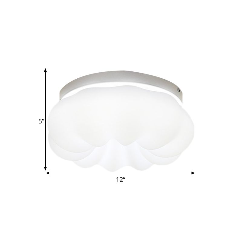 Resin Cloud-Like Ceiling Lamp Simplicity LED White Flush Mount Fixture in 3 Color Light, 12"/18" Width