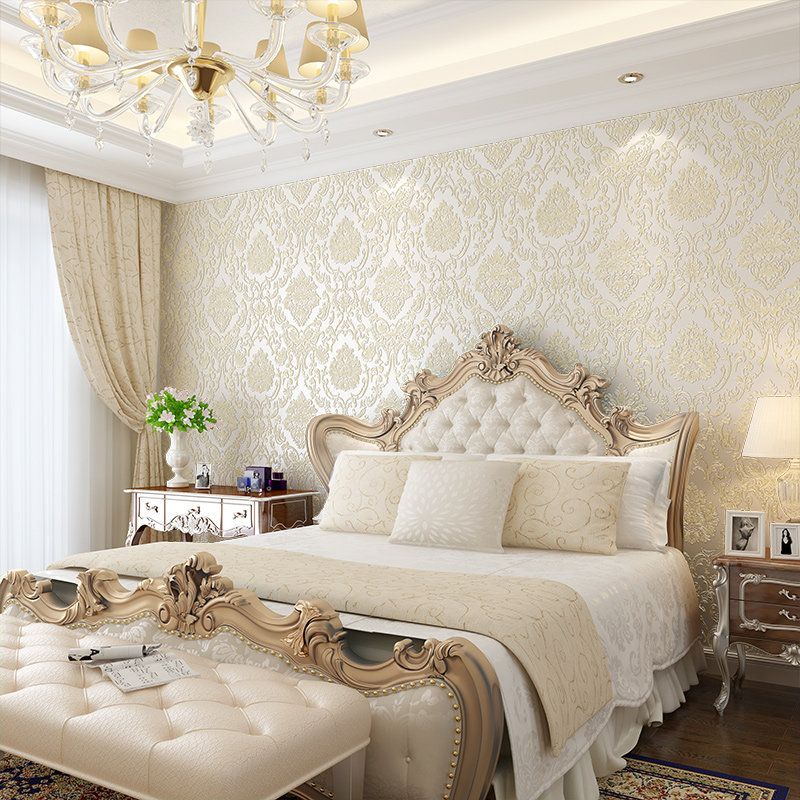 Leaf Jacquard Wallpaper Roll Luxurious Embossed Wall Covering in Soft Color for Accent Wall