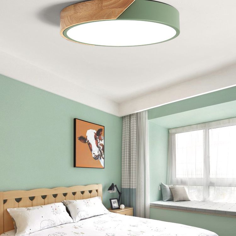 LED Macaroon Flush Mount Light Fixture Circle Shape Anti-dusting Flush Ceiling Light for Bedroom
