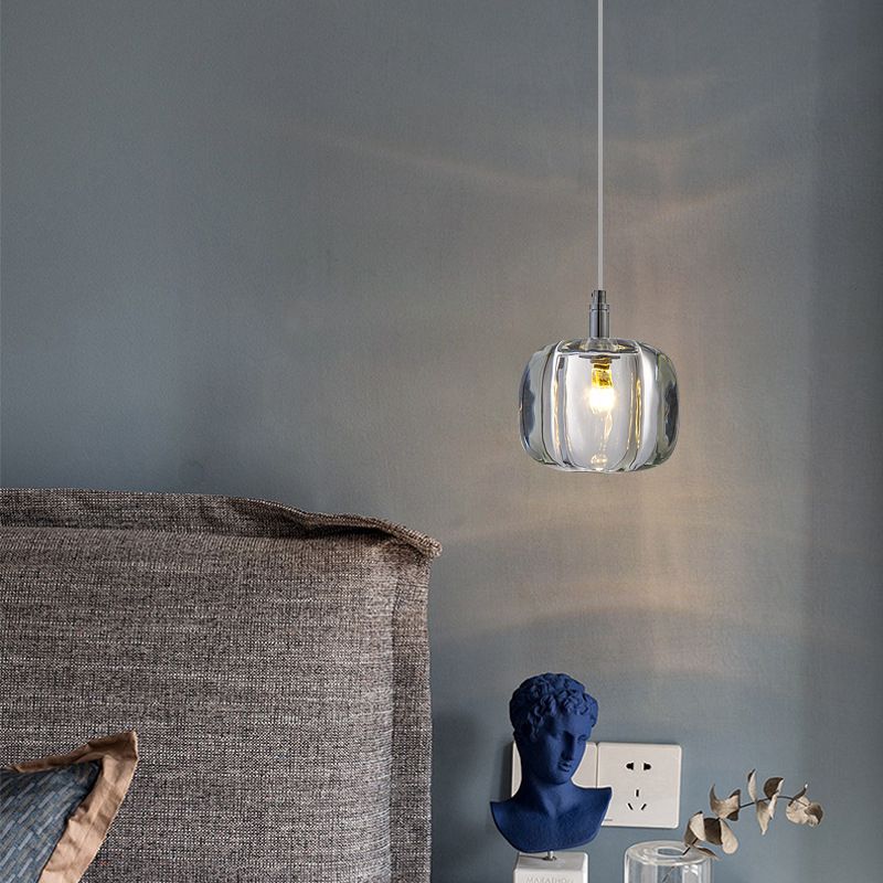 Melon Shaped Dining Room Pendulum Light  Crystal 1-Light Postmodern Minimalist Hanging Lamp Kit