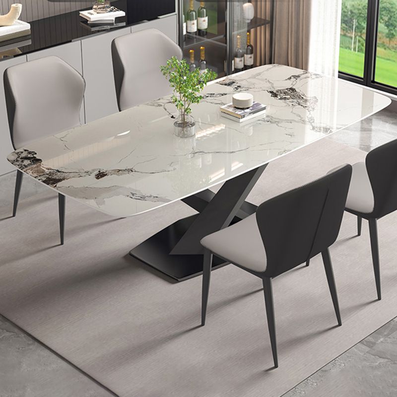 Rectangle Dining Set 1/5/7 Pcs Modern Sintered Stone Table and Wingback Chairs