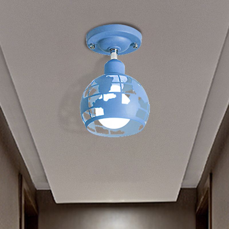 Pink / Jaune / Blue Doled Semi-Flush Light MODERN MODERN MODER 1 CEAD LICHING POUR HALLWAY
