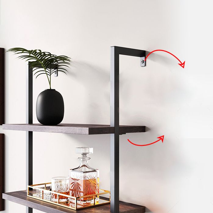 Contemporary Metal Frame Bookcase Wall Mounted Closed Back Bookshelf for Home Office