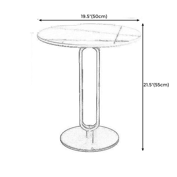 21.7 inch Tall Pedestal End Table Black/White Round Side End Table