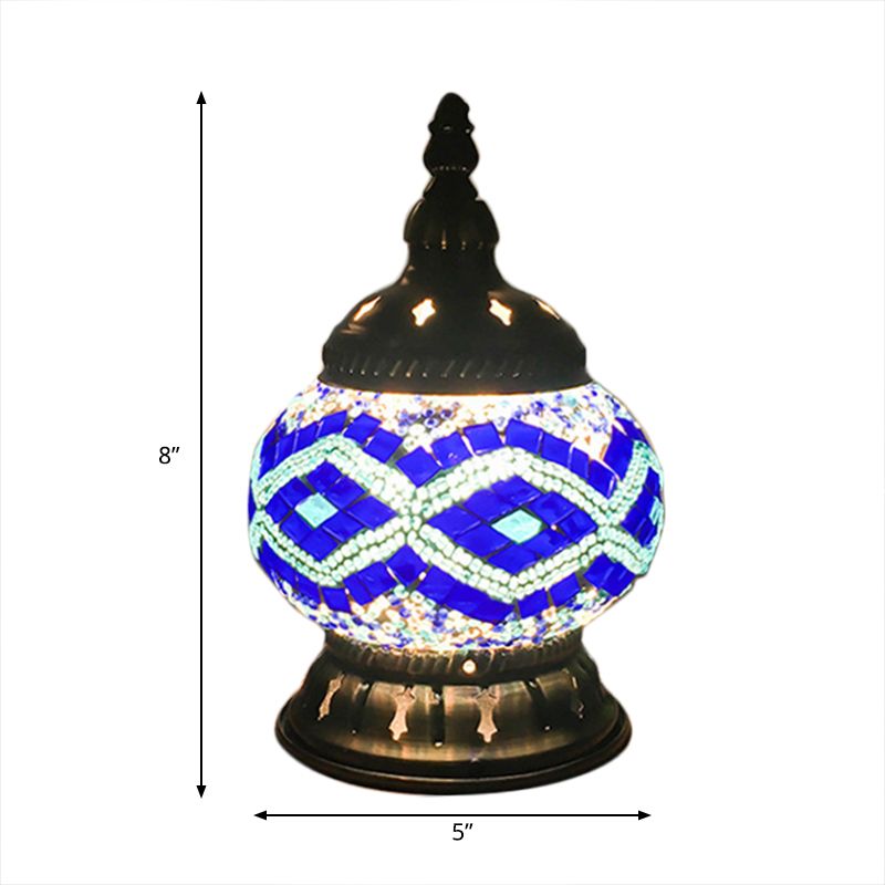 Sfera della lampada da tavolo rosso/giallo/giallo/arancione in vetro colorato 1 testa tradizionale illuminazione per la camera da letto