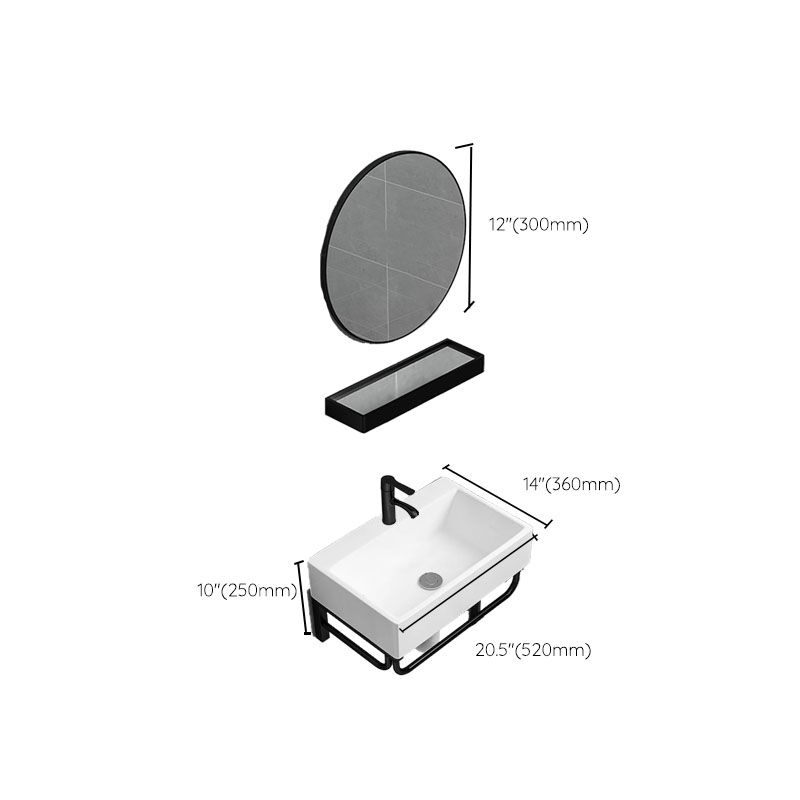 Bathroom Sink Ceramic White Wall-mounted Rod Handle Faucet Sink