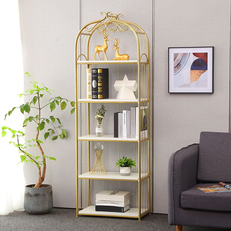 Glam Style Gold Bookshelf Metal Open Shelf Bookcase for Home