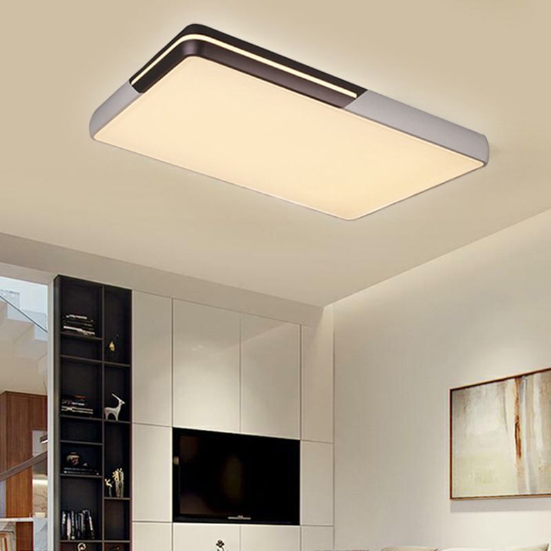 Minimalist Rectangular LED Flush Mount Light 19"/23"/25.5" W Acrylic Living Room Ceiling Lamp in Warm/White Light