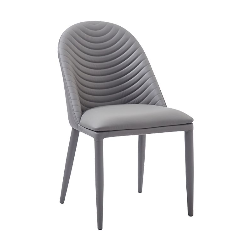 Sillas laterales sólidas sin brazos de diseño contemporáneo, sillas de comedor de cuero para el hogar