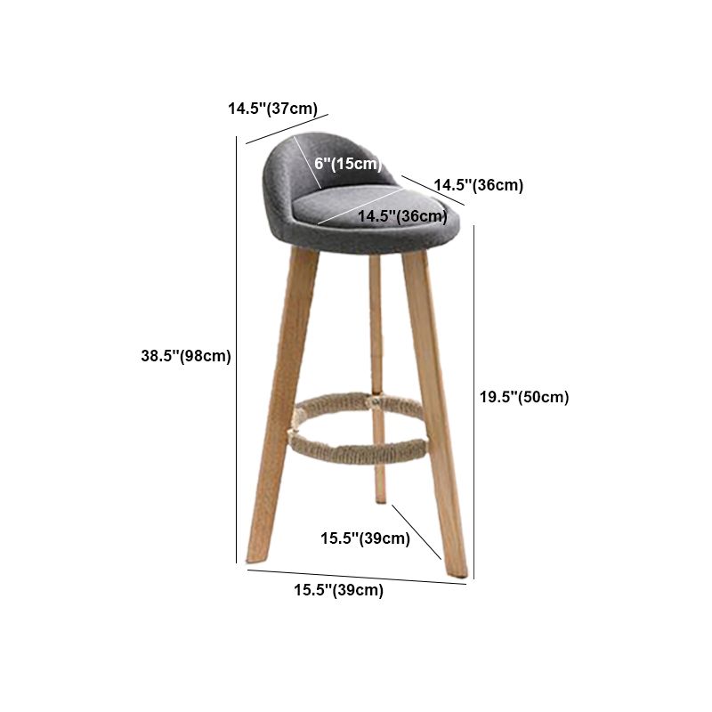 Modern Solid Wood base Bar Stool Upholstered Footrest Bar Stool