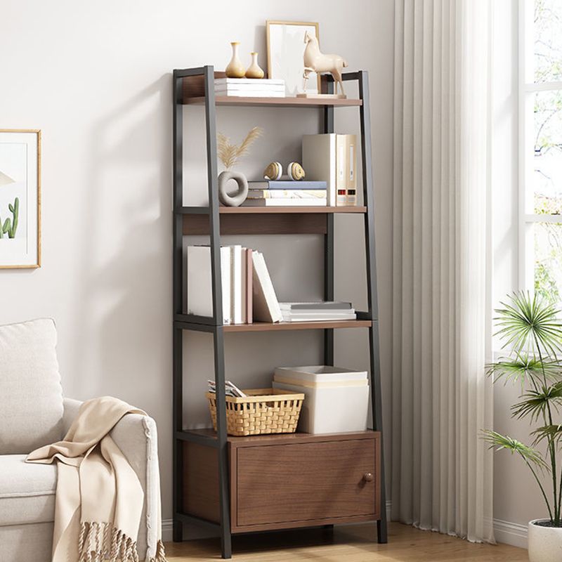Modern Metal and Wood Shelf Bookcase Ladder Open Book Shelf for Home