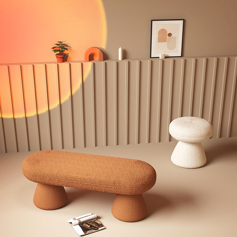 Modern Backless Bedroom Bench Oval Seating Bench with Upholstered