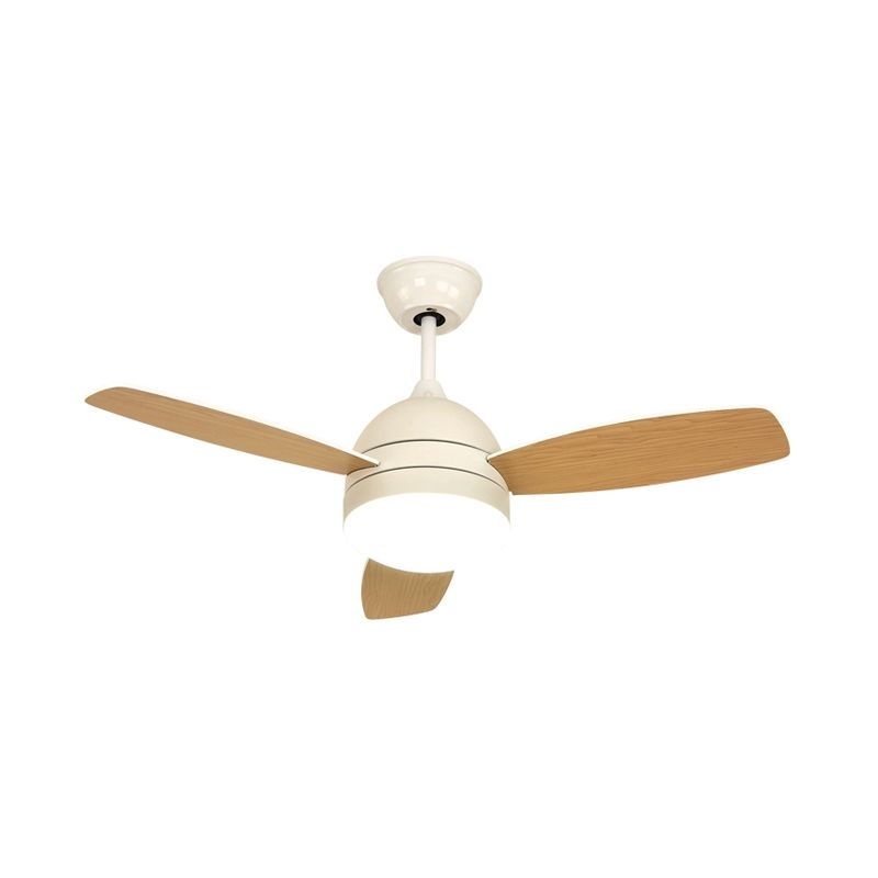 Lámpara de ventilador colgante de LED blanco/negro Modernista Metálico Metálico Lámpara Monteada Semi Flush con 3 cuchillas de madera, 42 "W