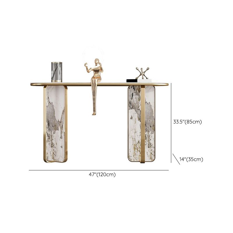 Stone Oval Console Table 33.46" Tall 1-shelf Accent Table for Hall