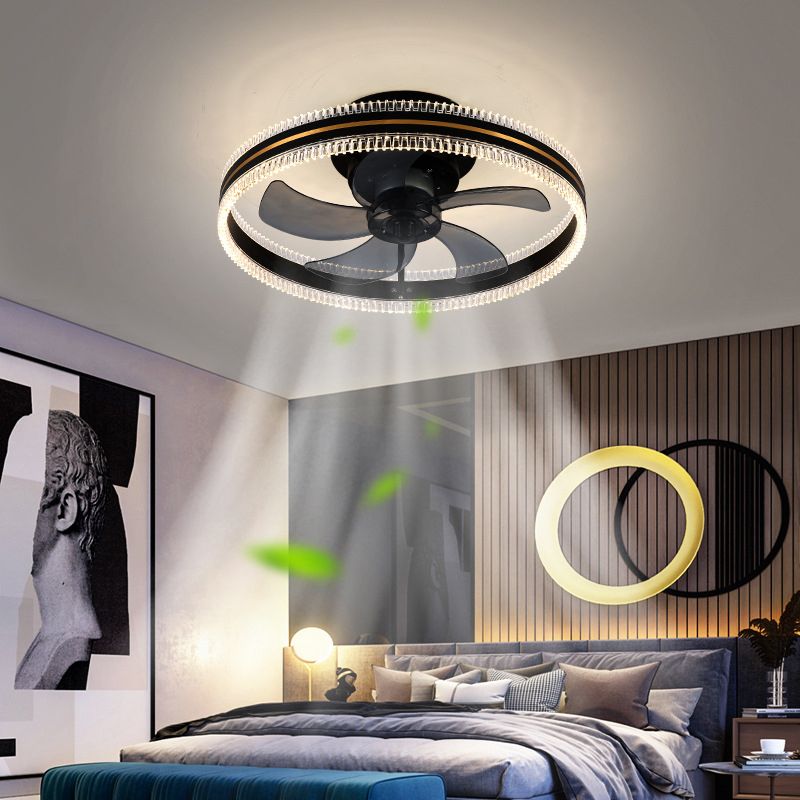 Metal Circle Ceiling Fan Lights Modern Style 2 Light LED Flush Lights