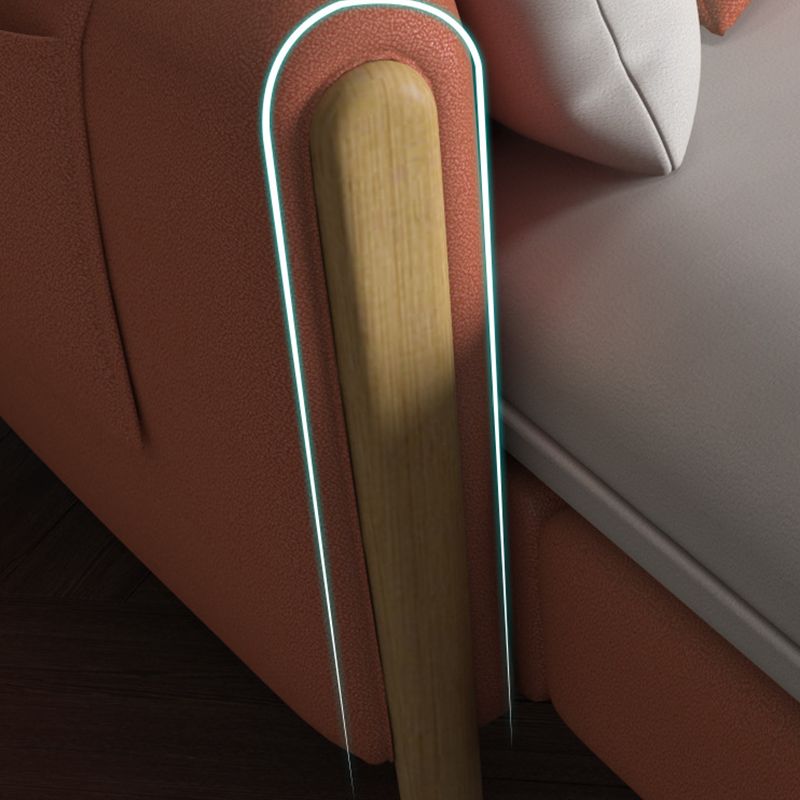 Round Arm Sectional Sofa with Storage Faux Leather Sectional Ottoman Included