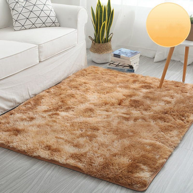 Dark Brown Wave Rug Polyester Modern Rug Non-Slip Backing Rug for Home Decor