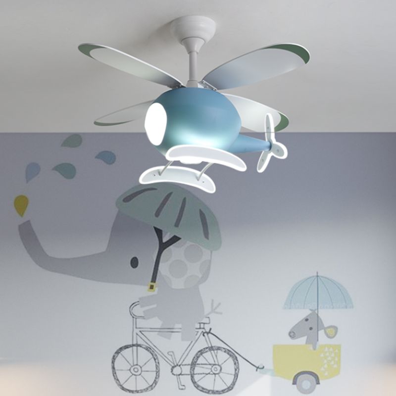 Vliegtuigvorm Metalen plafondventilatoren Kidstijl Multi -lichten plafondventilatorlamp