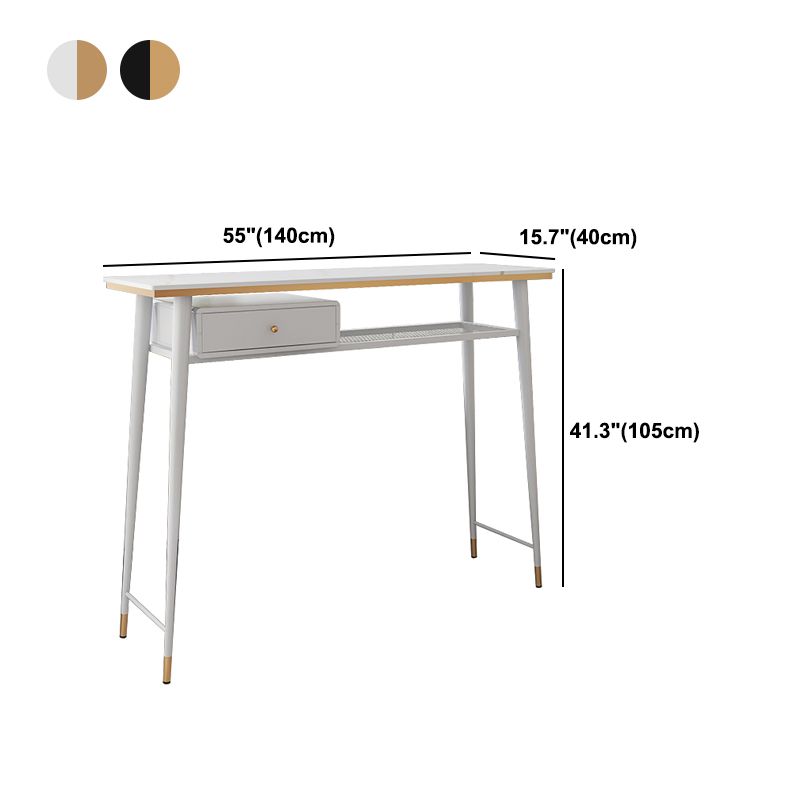 Industrial Marble Pub Table with Rectangle Table Top Legs Table - 41.3" H
