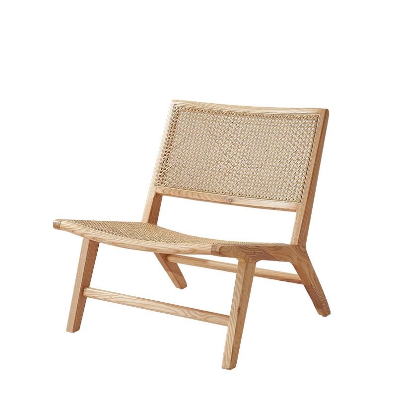 Woven Back Side Chair Solid Wood Lounge Accent Chair with Legs