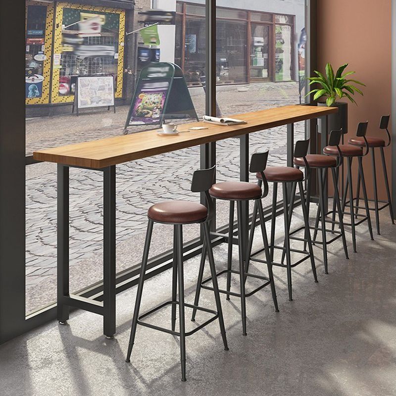 Modern 1/7 Pieces Bar Table Set Rectangle Wood Counter Table with for Milk Tea Shop