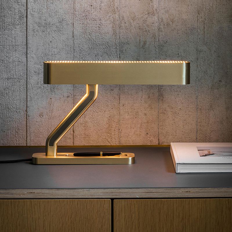 Gold Geometric Night Table Light Contemporary LED Metal Nightstand Lighting for Study Room