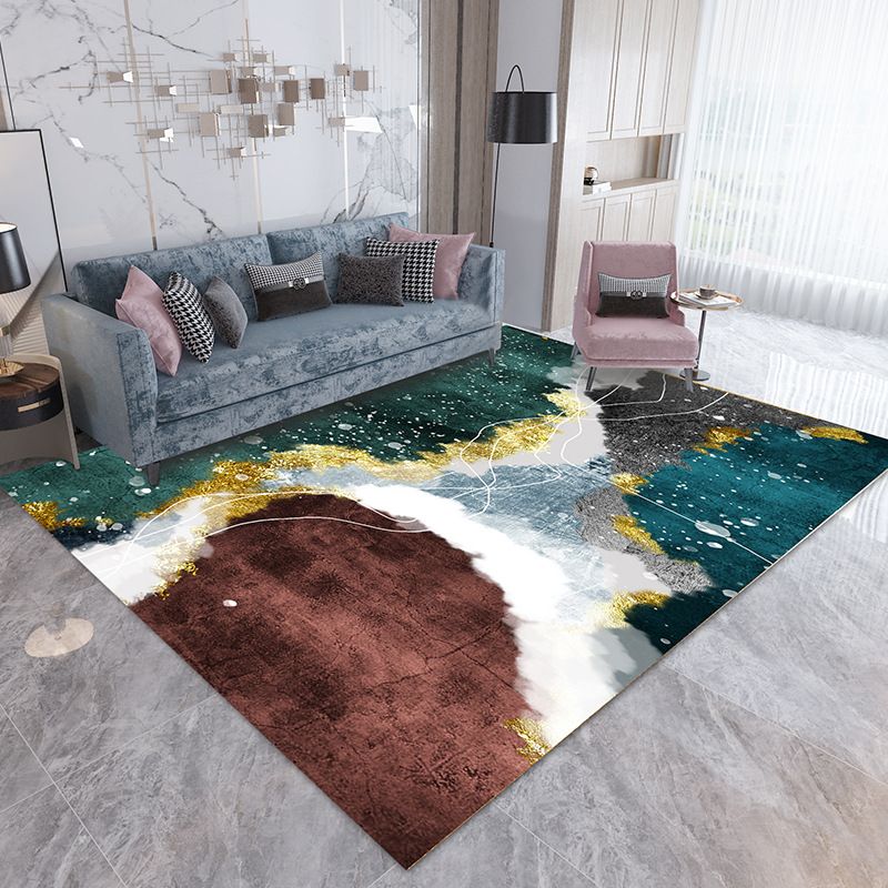 Alfombra de poliéster de patrón de geometría marrón alfombra simplable para sala de estar para sala de estar