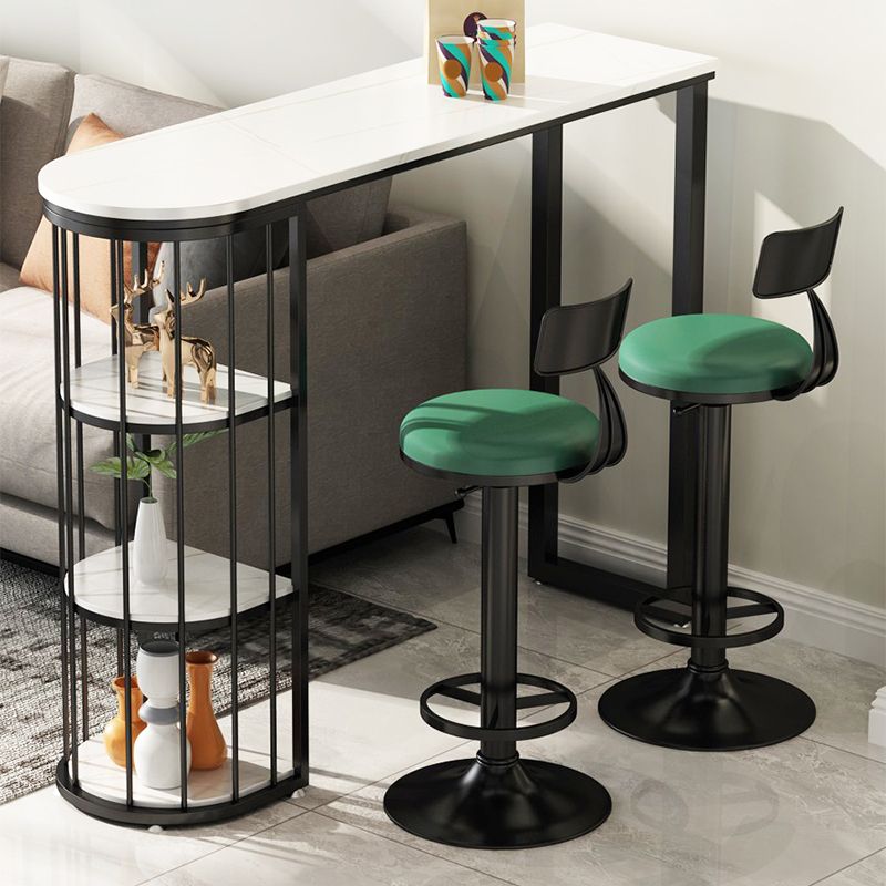 Low Back Dining Stool Adjustable Height Bar Stool with Metal Base