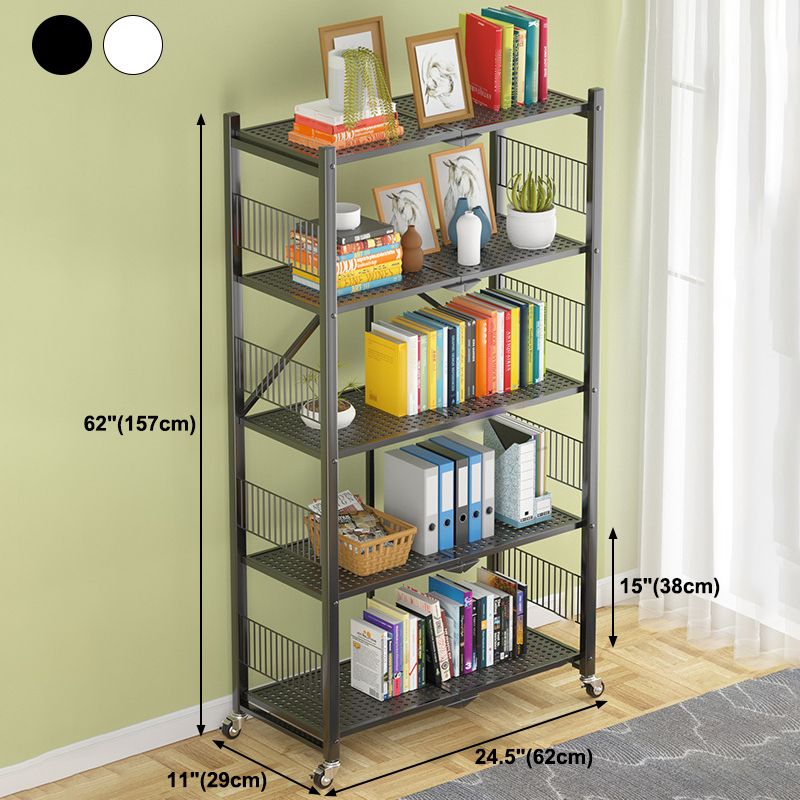 Industrial Open Etagere Bookshelf Steel Bookshelf with Caster Wheels