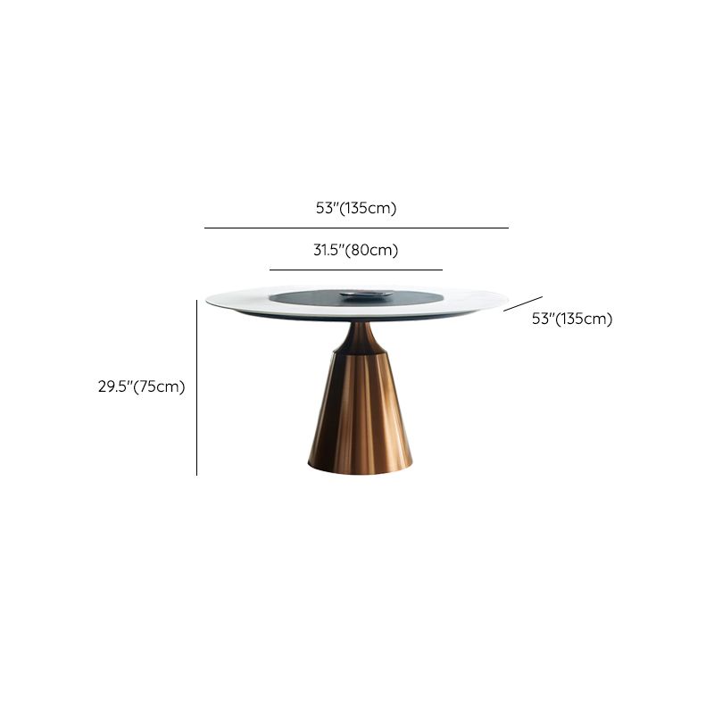 Glam Dining Round Table Sintered Stone Table with Metal Legs for Home