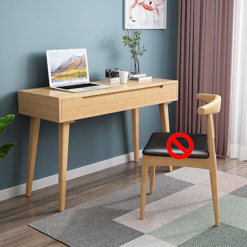 Scandinavian Solid Wood Vanity Makeup Table Set 1 Drawer Flip-Top Dressing Table