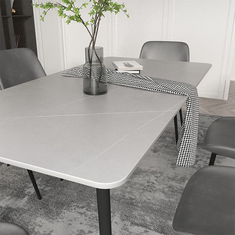 Modern Grey Dinette Set 1/4/7 Pieces Rectangle Dining Table Set with Stone Top