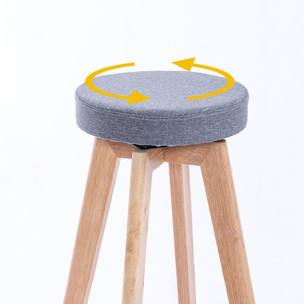 Modern Counter Bar Stool Armless Leather Bar Stool with Footrest and Swivel, Wood Base