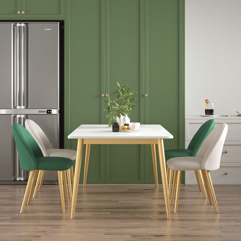 Traditional Luxury Dining Table White Stone Rectangle Dining Table for Home