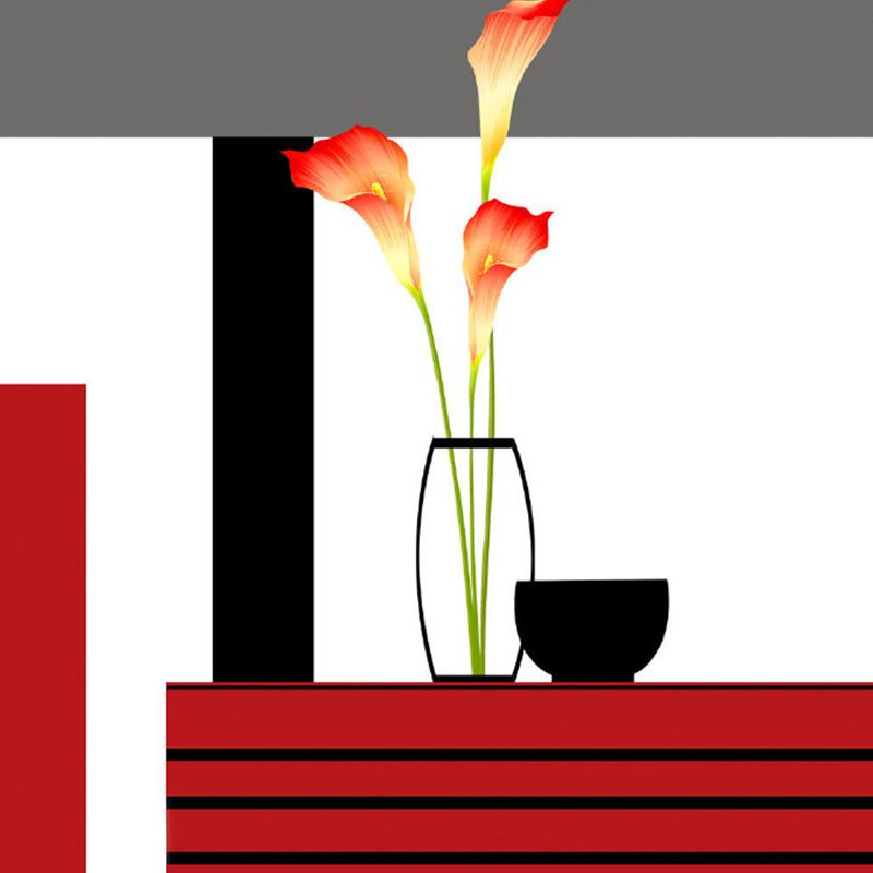 Whole Calla Lily Wallpaper Mural Artistic Beautiful Flower Wall Decor in Red-Black