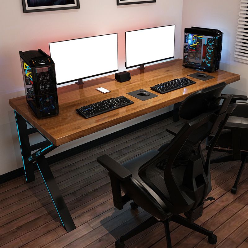 Contemporary Computer Desk Home Solid Wood Office Desk with Black Legs