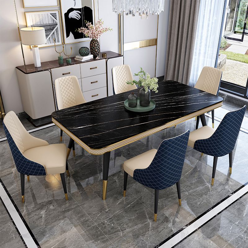 Modern Rectangle 1/4/5/6/7 Pieces Dining Table Set Black Legs Indoor Dinette Set