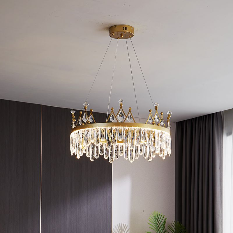 New Modern Gold Tiered Chandelier Light Fixtures Crystal LED Hanging Lamp for Living Room