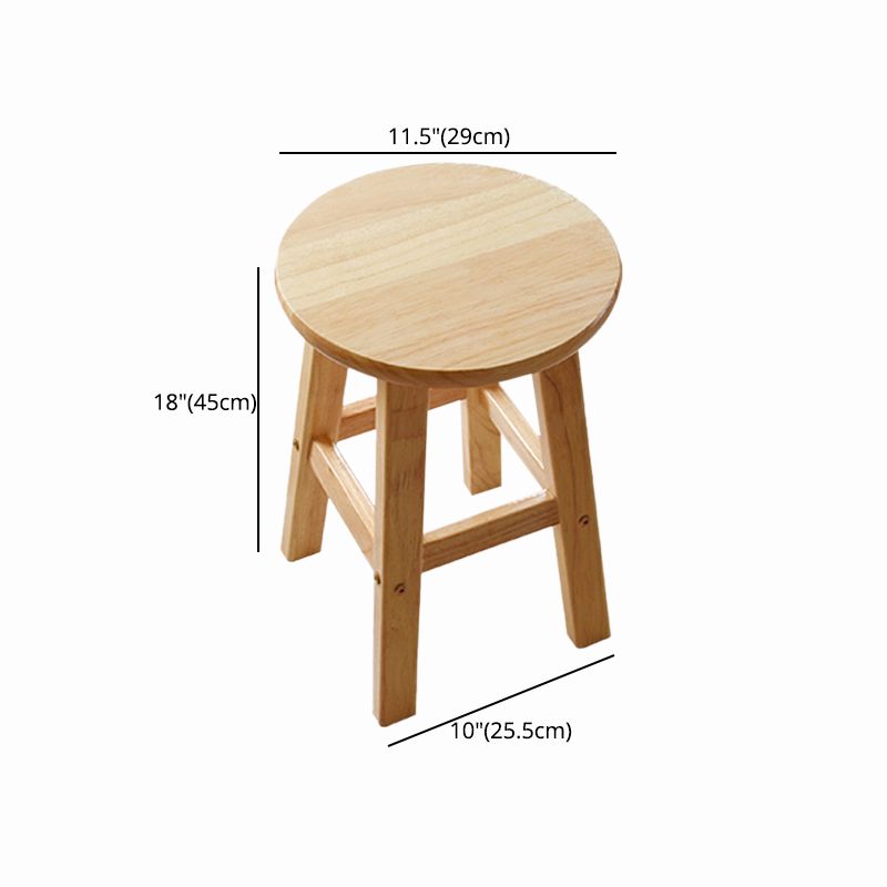 Minimalist Design Solid Wood Bar Stool Backless Counter Chair with Wood Base