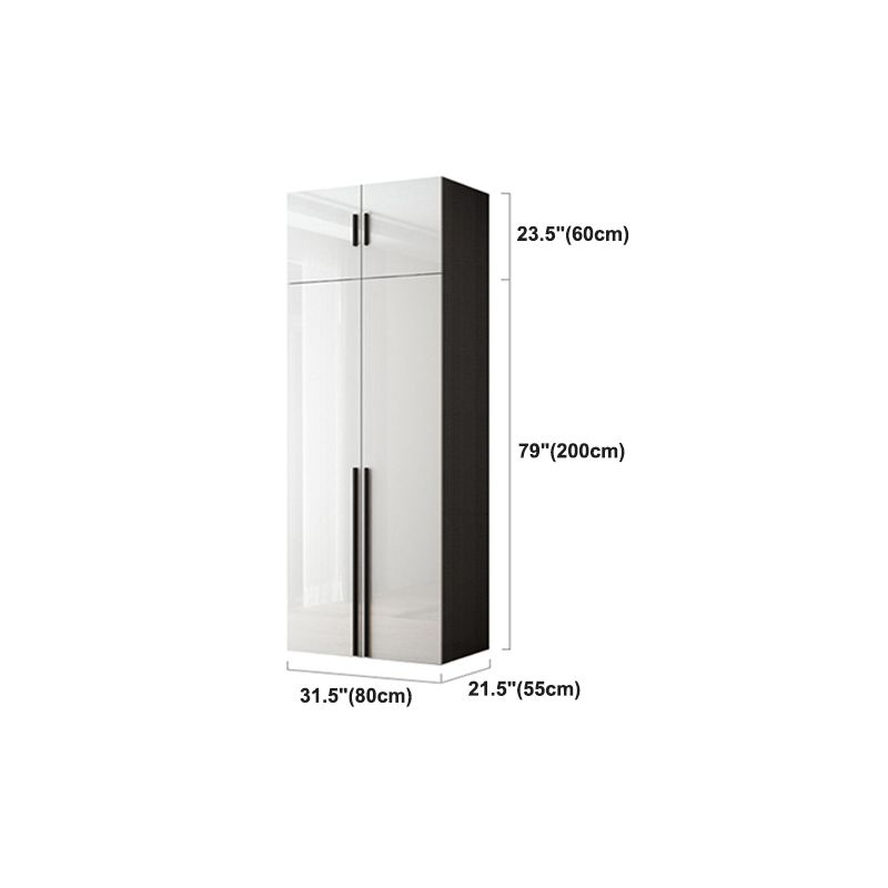 Mirrored Finish Cabinet with Hinged Doors Contemporary White Storage Cabinet