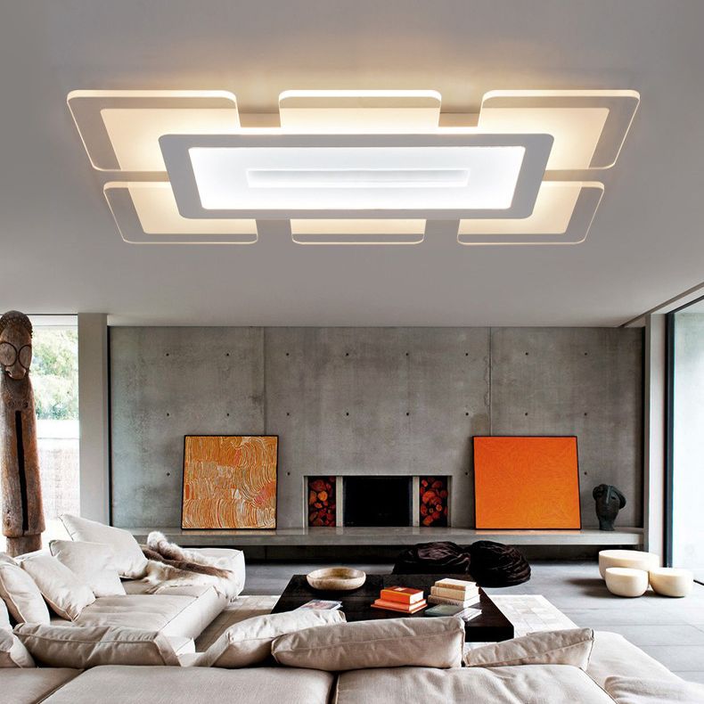 Lámpara de techo de montaje rectangular Lámpara Moderna LED de montaje de techo de montaje con sombra acrílica