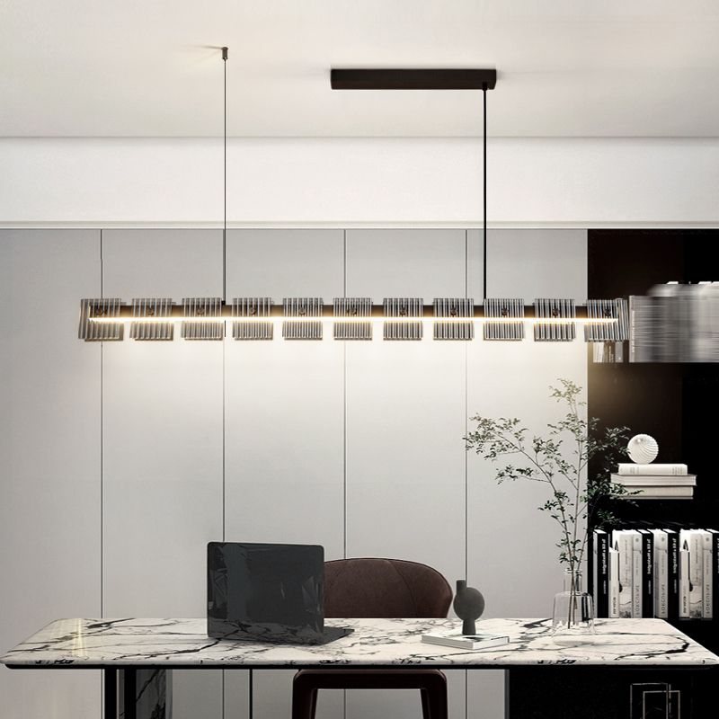 Modern LED Hanging Light Black Island Light Fixture for Dining Room