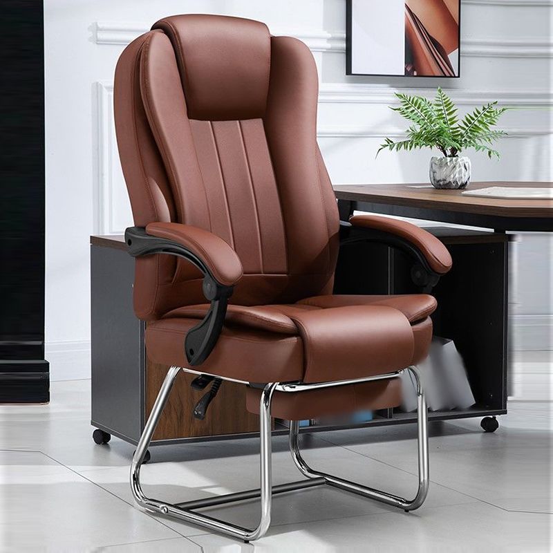 Modern Ergonomic Executive Chair Adjustable Arms No Wheels Managers Chair